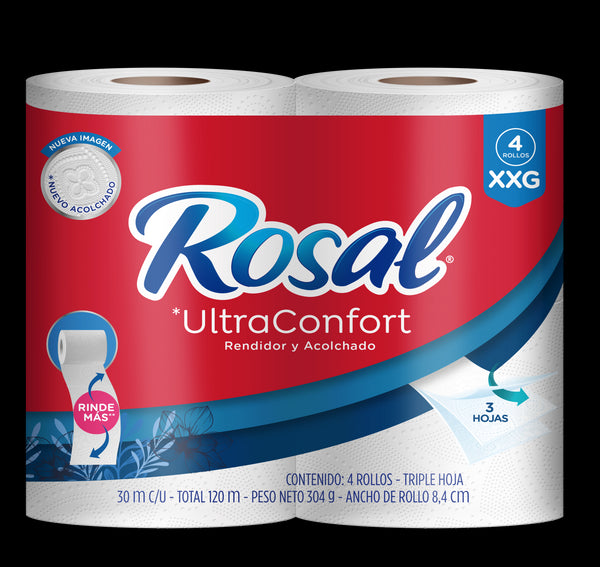 PAPEL HIGIENICO ROSAL 4U SUPER ROLLO ULTRA CONFORT